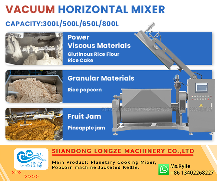 vacuum horizontal mixer, industrial jam vacuum mixer, vacuum cooking mixer