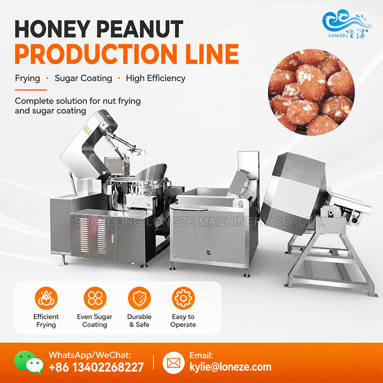 Honey Peanut Production Line, Honey Peanut Processing Line, Nut Coating Production Line
