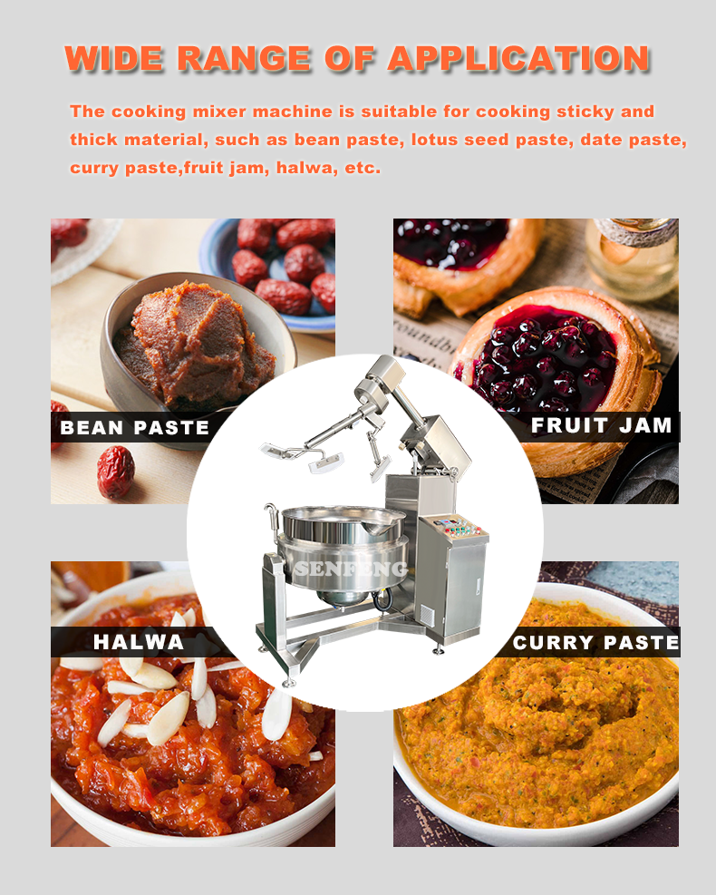 beans paste cooking mixer machine, date paste cooking making machine,paste cooking pan 