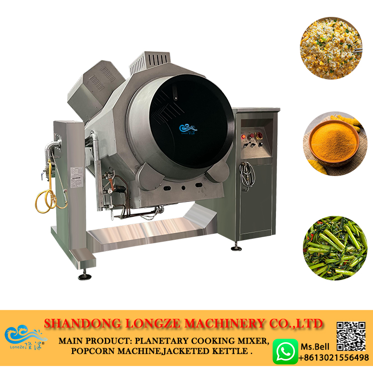 industrial rotary stir-fry machine， commercial-automatic-cooking-drum-machinery，cooking robot machine