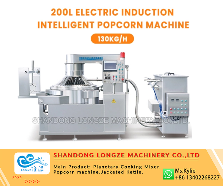 industrial popcorn production line, automatic popcorn production line, flavored popcorn production line