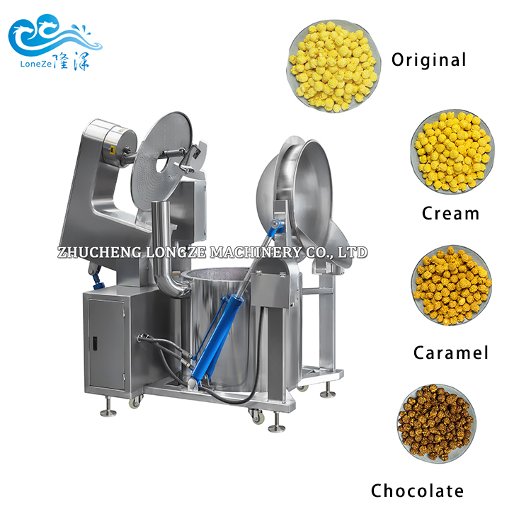 Automatic Commercial Gas Heating Popcorn Machine Production Line for Caramel Mushroom Flavored Popcorns on hot sale