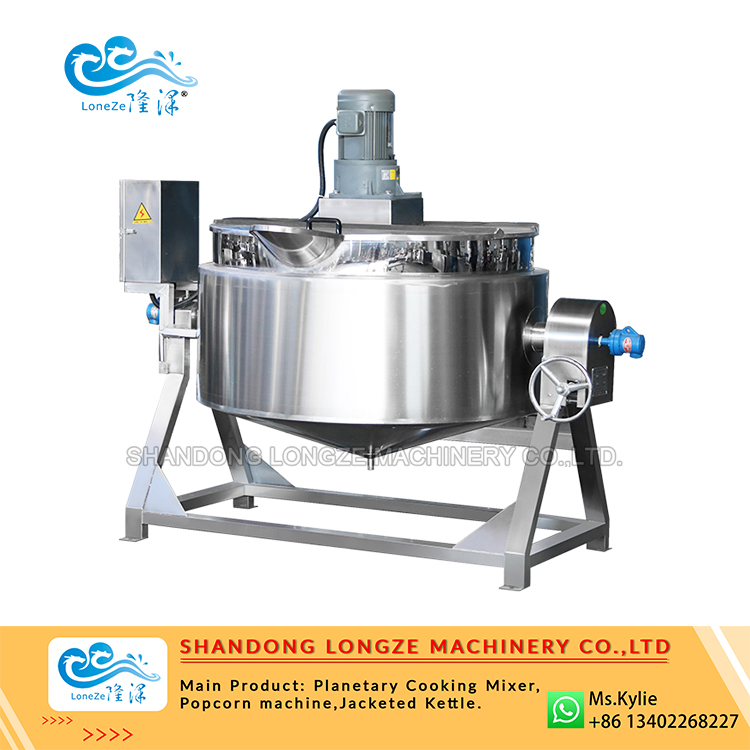 Large Capacity Commercial Stainless Steel Jacketed Kettle with Mixer