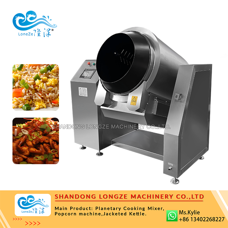 Commercial Non-Stick Drum Stir Fry Machine - Gas/Induction Heating