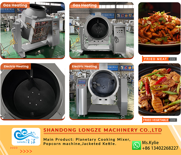 commercial drum stir fry machine, industrial intelligent stir fry equipment, non-stick rice cooking machine