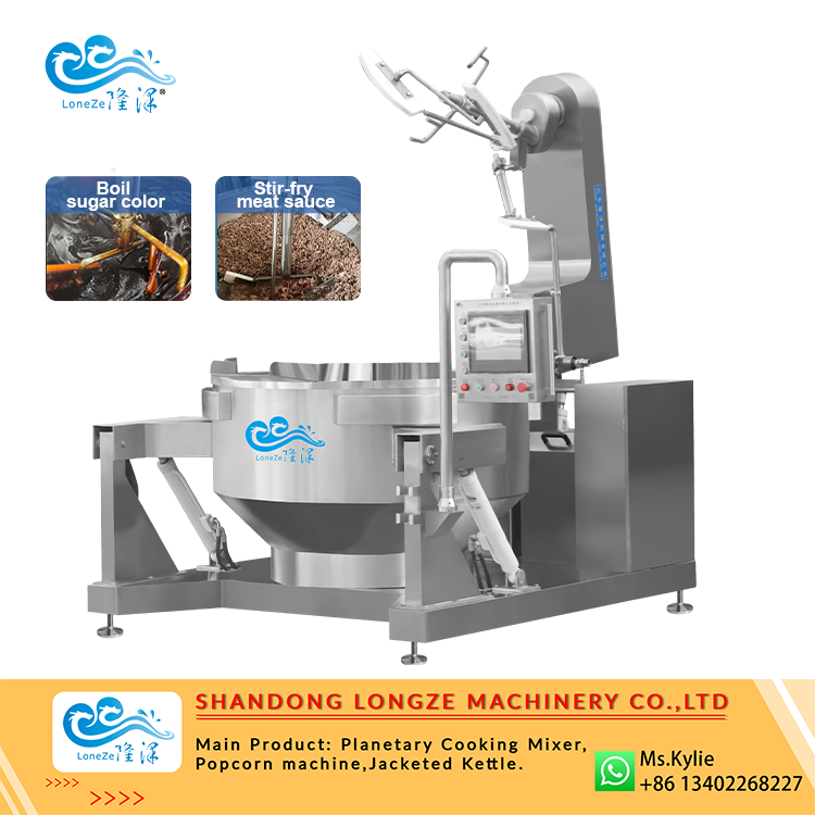 Industrial Sugar Syrup Cooking Kettle with Automatic Mixer | Caramel Sauce Machine