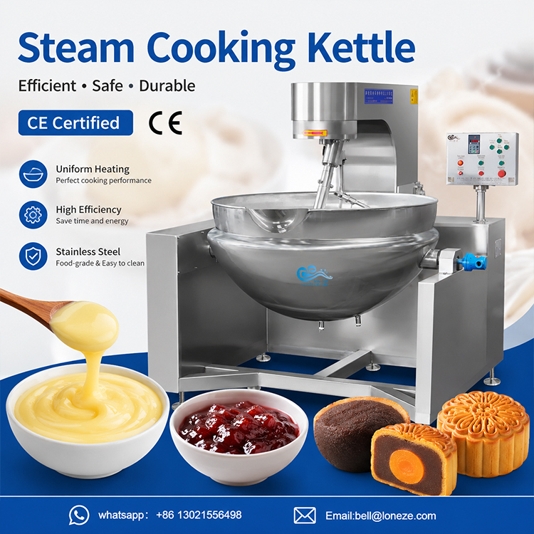 Industrieller Dampfkochkessel mit Mixer