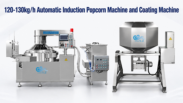 Machine à popcorn à induction automatique de 120 à 130 kg/h pour une production efficace de popcorn aromatisé