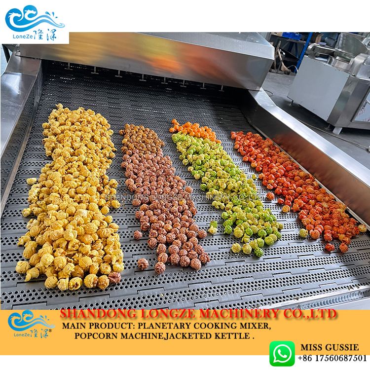 caramel popcorn production line, industrial popcorn production line, full automatic popcorn production line