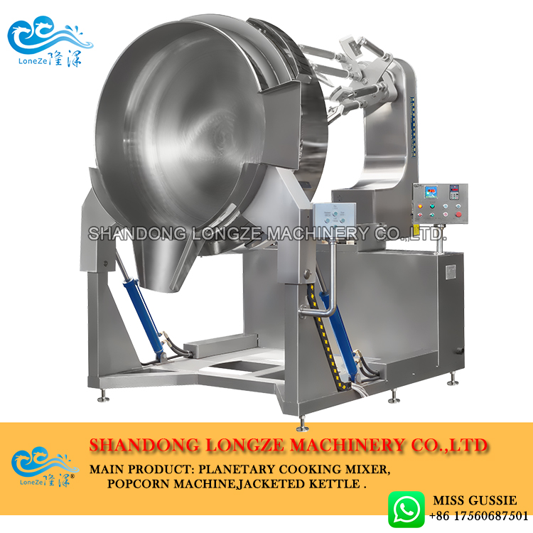 automatic cooking kettle with mixer, industrial cooking pot with agitator, industrial planetary cooking mixer