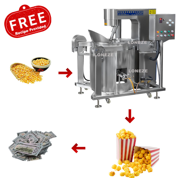 industrial popcorn machine, gas popcorn machine, automatic popcorn machine
