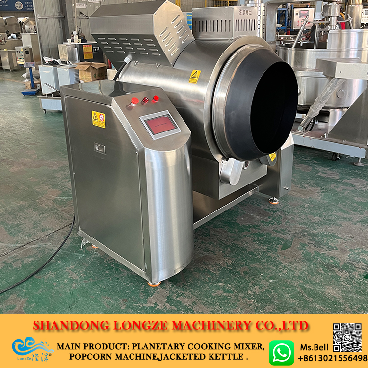 cooking drum machine,large stir fry machine, rotating drum non-stick frying machine