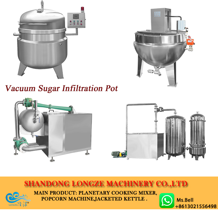 sugar dipping cooking pot, vacuum cooking kettle, candied fruit making machine