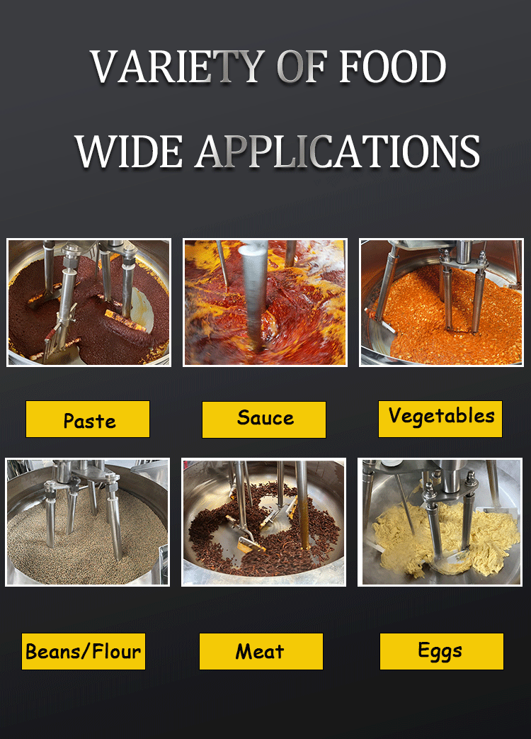 stuffing making machine, fillings processing factory machine, automatic cooking pan with Stirrer