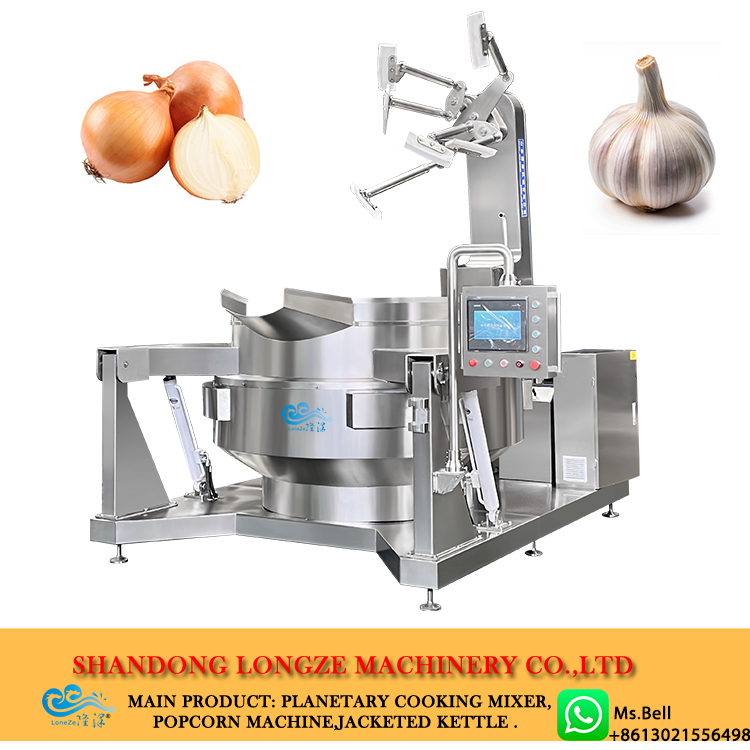 industrial stir-fry cooker，automatic cooking mixer machine,fry onions cooking pot with stirrer 