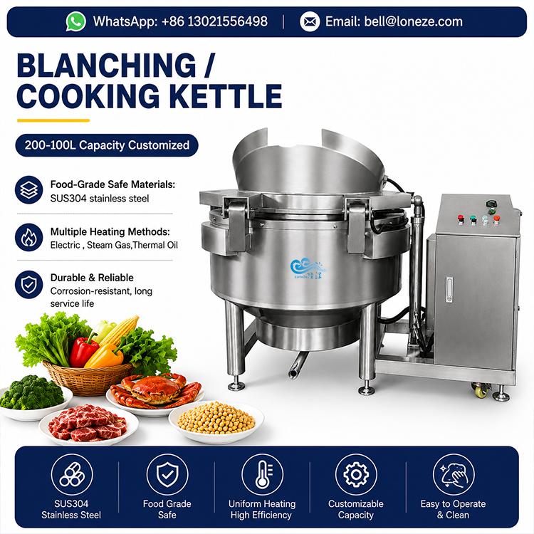 industrial boiling kettle, commercial boiling pot,automatic blanching machine