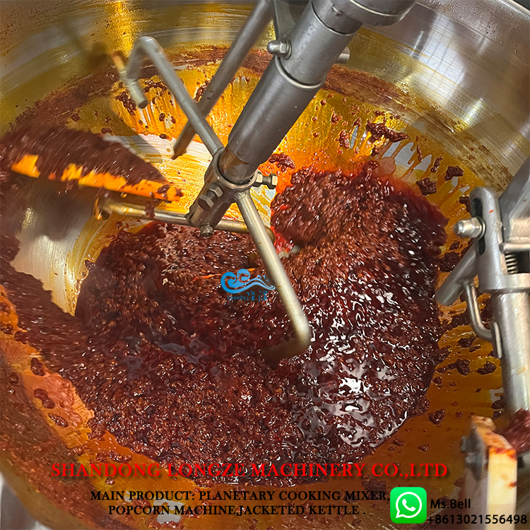 sambal petis making machine, industrial sambal cooking machine, cooking mixer machine, chili paste cooking machine