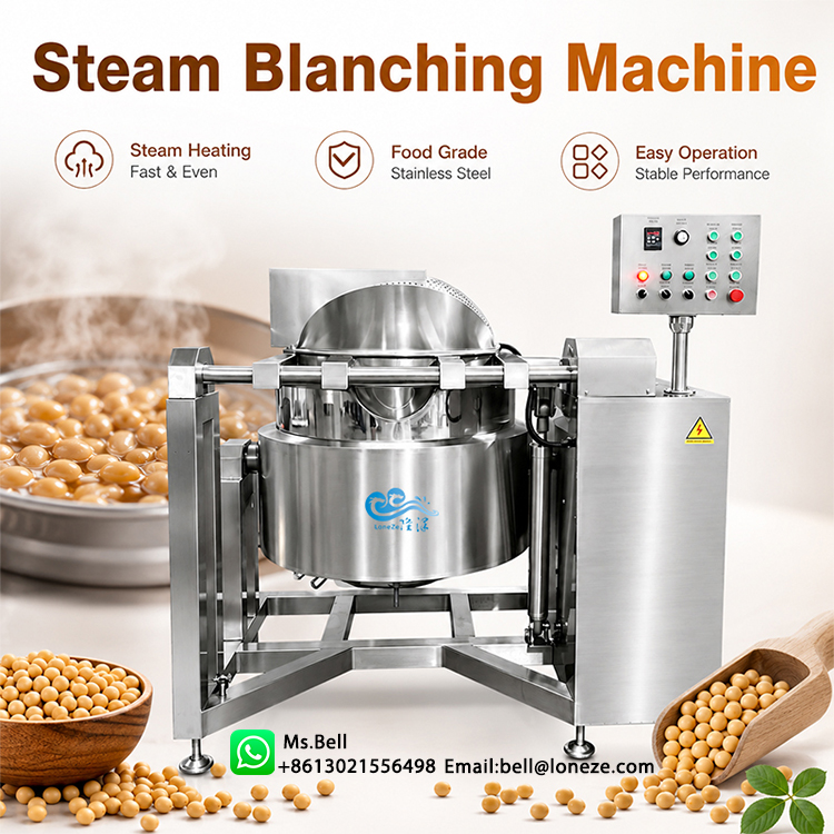 industrial bean boiling pot, commercial blanching kettle, soybean boiling machine, customizable blanching machine